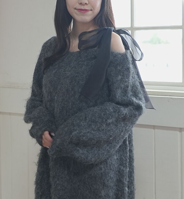 archives「２ｗａｙ肩リボンニットチュニック」|ニット・セーター|