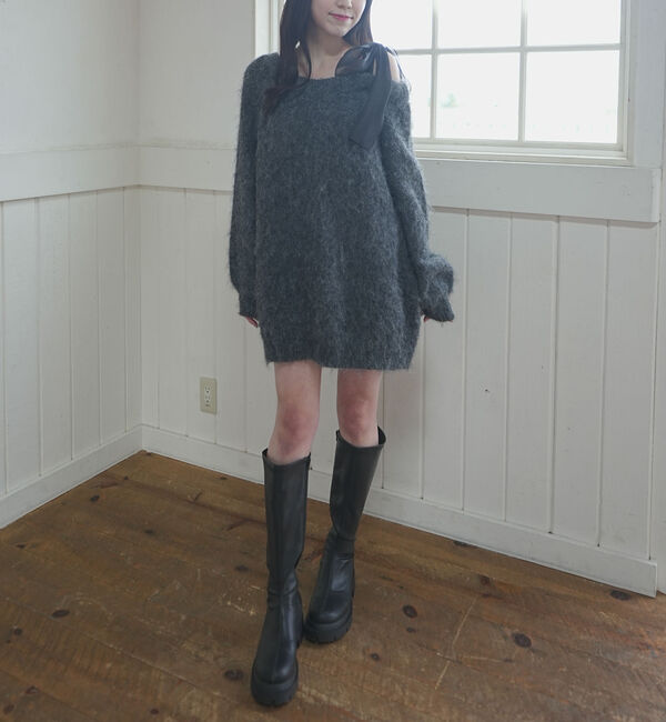 archives「２ｗａｙ肩リボンニットチュニック」|ニット・セーター|