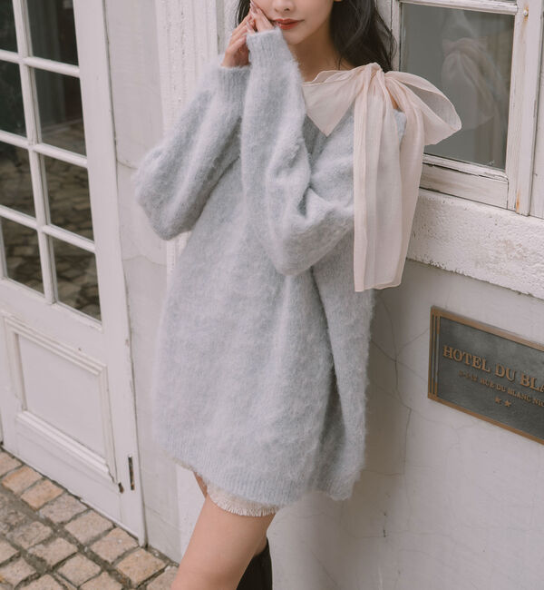 archives「２ｗａｙ肩リボンニットチュニック」|ニット・セーター|