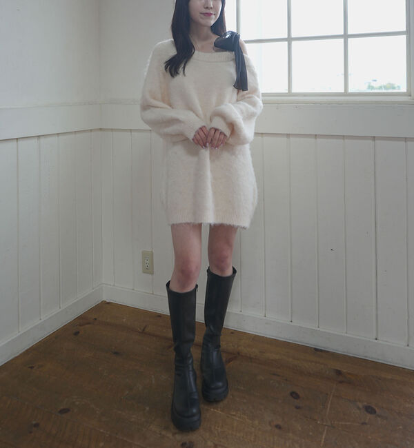 archives「２ｗａｙ肩リボンニットチュニック」|ニット・セーター|