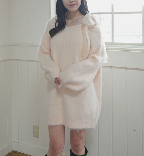 archives「２ｗａｙ肩リボンニットチュニック」|ニット・セーター|