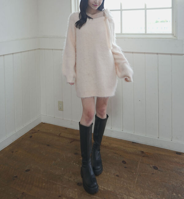 archives「２ｗａｙ肩リボンニットチュニック」|ニット・セーター|