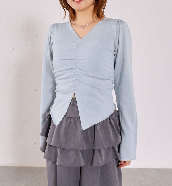 archives「【高機能】フロントギャザーＶネックニットプルオーバー」|ニット・セーター|