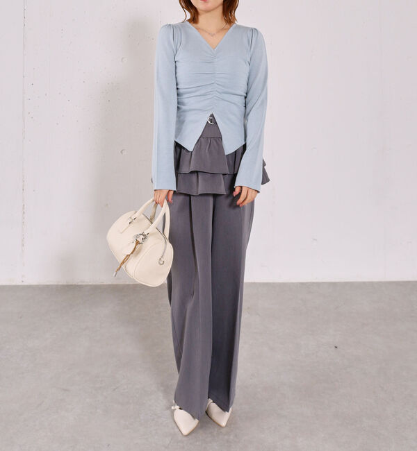 archives「【高機能】フロントギャザーＶネックニットプルオーバー」|ニット・セーター|