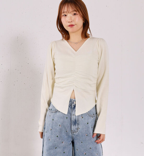 archives「【高機能】フロントギャザーＶネックニットプルオーバー」|ニット・セーター|