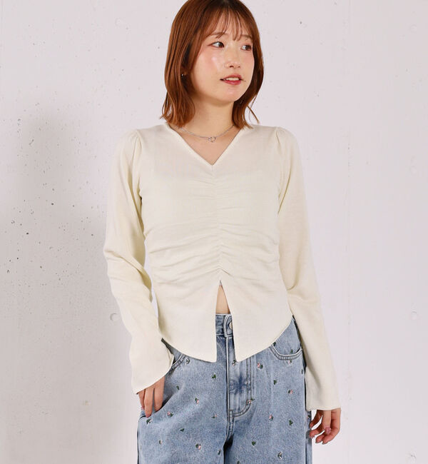 archives「【高機能】フロントギャザーＶネックニットプルオーバー」|ニット・セーター|