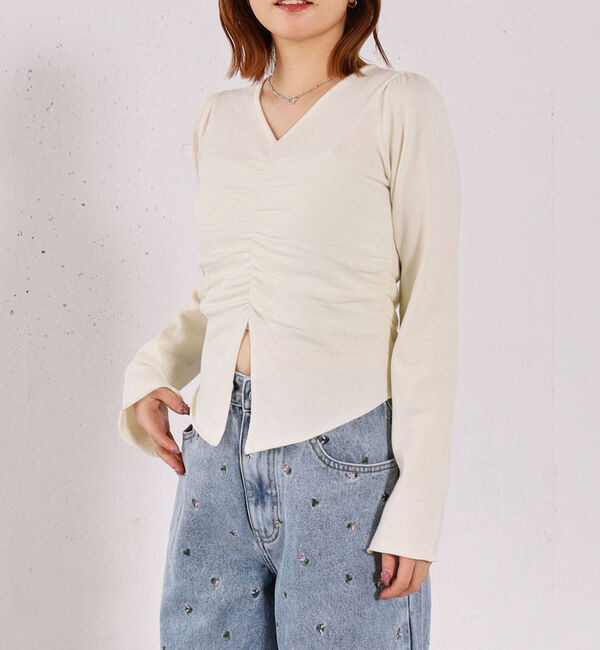 archives「【高機能】フロントギャザーＶネックニットプルオーバー」|ニット・セーター|