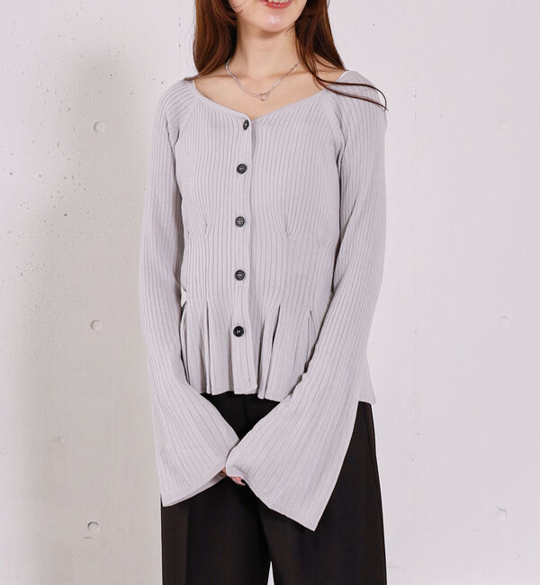 archives「【ＯＮかわ】タックペプラムリブニットカーディガン」|ニット・セーター|GRAY