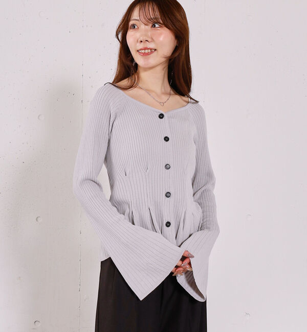 archives「【ＯＮかわ】タックペプラムリブニットカーディガン」|ニット・セーター|