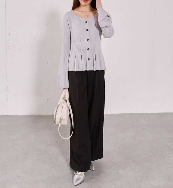 archives「【ＯＮかわ】タックペプラムリブニットカーディガン」|ニット・セーター|