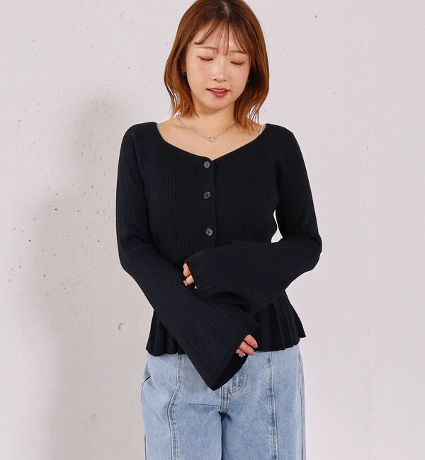 archives「【ＯＮかわ】タックペプラムリブニットカーディガン」|ニット・セーター|