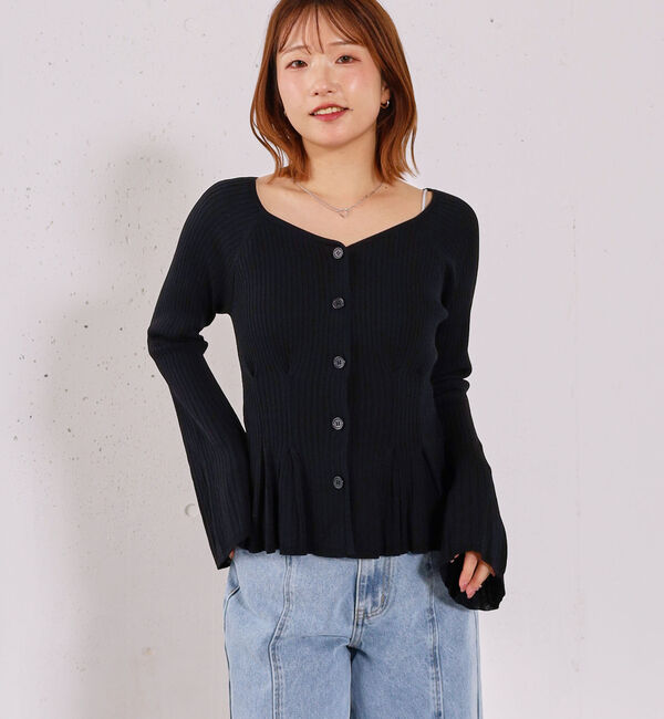 archives「【ＯＮかわ】タックペプラムリブニットカーディガン」|ニット・セーター|
