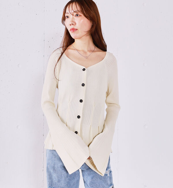 archives「【ＯＮかわ】タックペプラムリブニットカーディガン」|ニット・セーター|