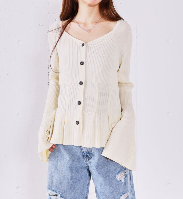 archives「【ＯＮかわ】タックペプラムリブニットカーディガン」|ニット・セーター|