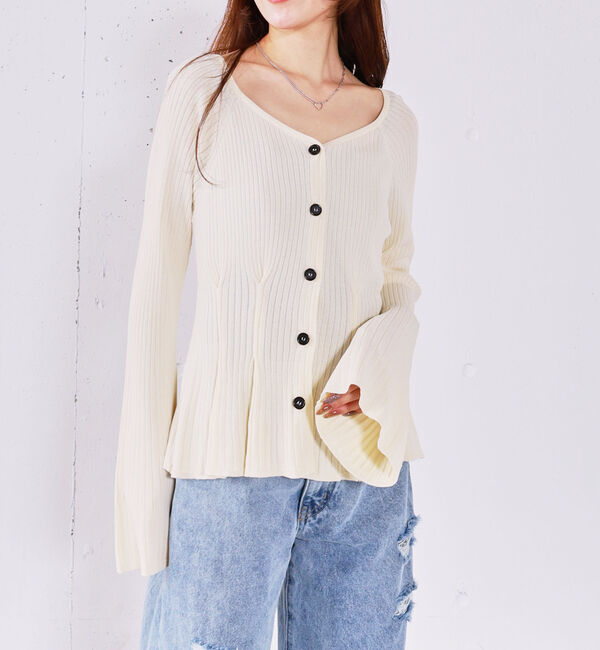 archives「【ＯＮかわ】タックペプラムリブニットカーディガン」|ニット・セーター|