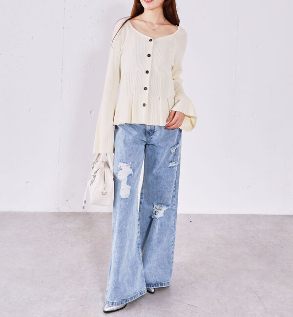 archives「【ＯＮかわ】タックペプラムリブニットカーディガン」|ニット・セーター|