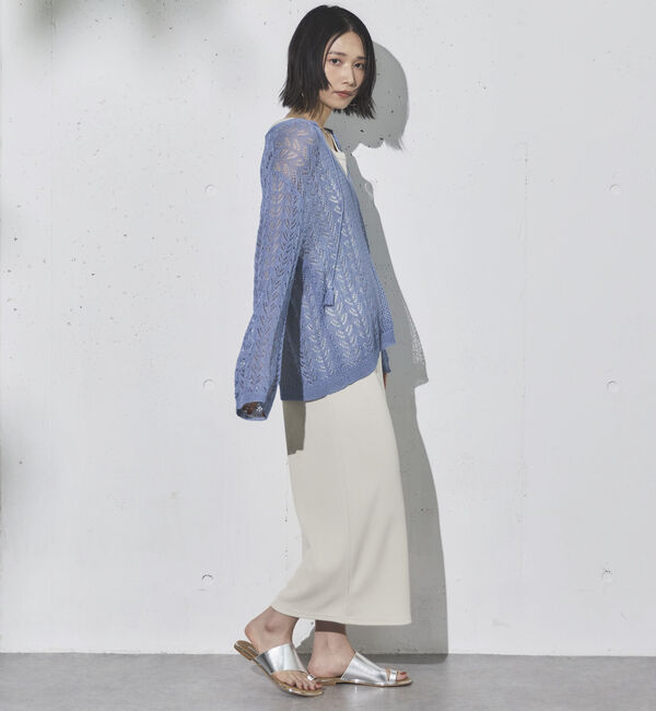 Doux archives「透かし編みキーネックニットプルオーバー」|ニット・セーター|