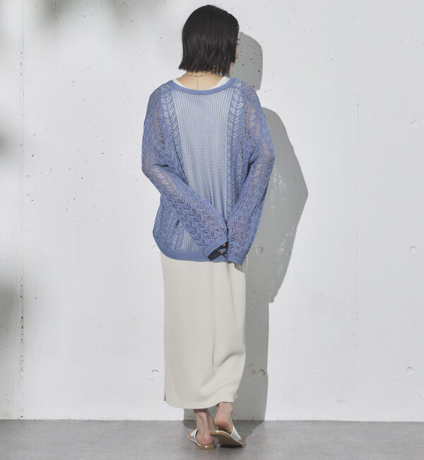 Doux archives「透かし編みキーネックニットプルオーバー」|ニット・セーター|