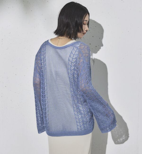 Doux archives「透かし編みキーネックニットプルオーバー」|ニット・セーター|