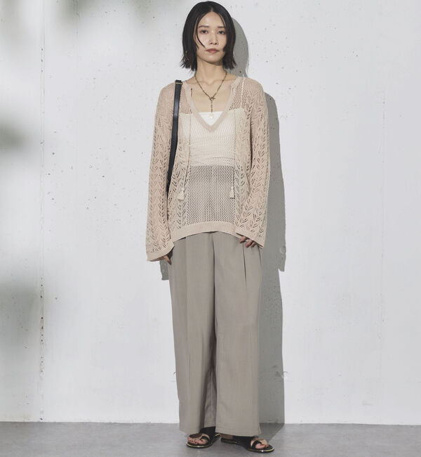 Doux archives「透かし編みキーネックニットプルオーバー」|ニット・セーター|