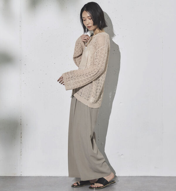 Doux archives「透かし編みキーネックニットプルオーバー」|ニット・セーター|