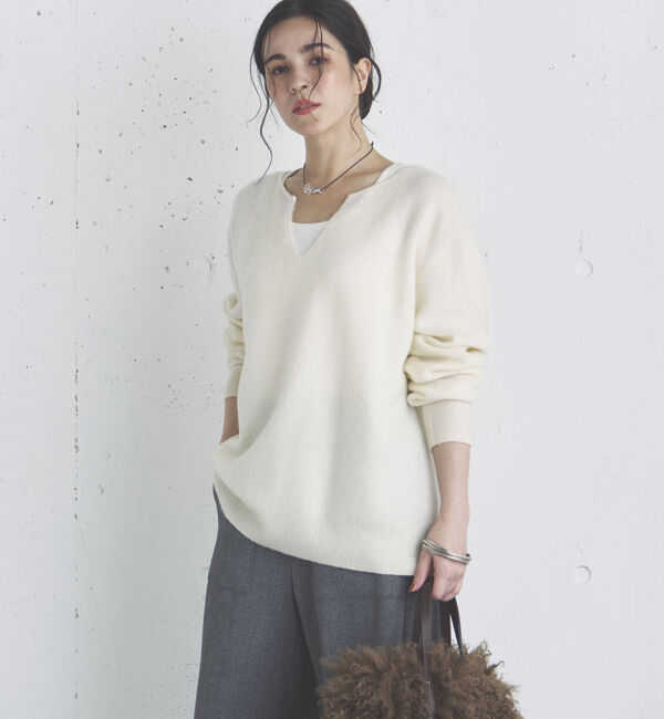 Doux archives「カシミヤウールキーネックニットプルオーバー」|ニット・セーター|IVORY