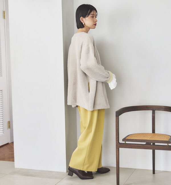 Doux archives「ダブルフェイスノーカラーニットジャケット」|ニット・セーター|