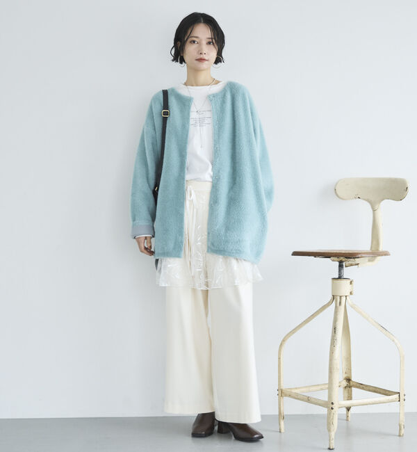Doux archives「ダブルフェイスノーカラーニットジャケット」|ニット・セーター|