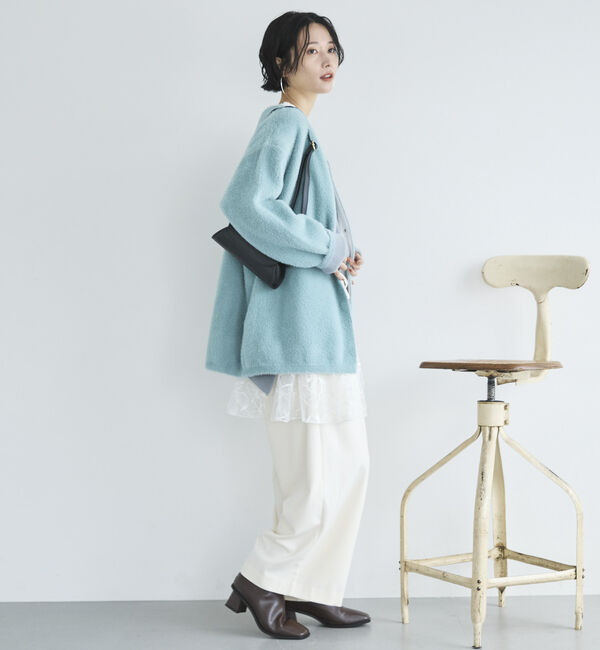 Doux archives「ダブルフェイスノーカラーニットジャケット」|ニット・セーター|