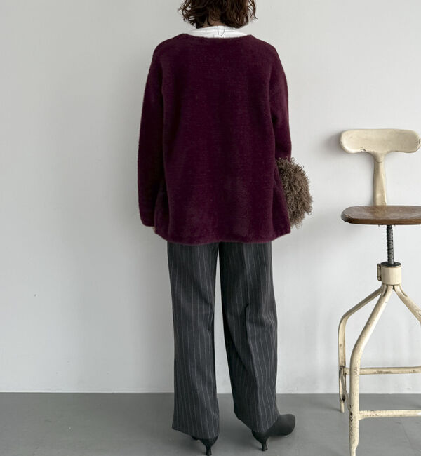 Doux archives「ダブルフェイスノーカラーニットジャケット」|ニット・セーター|