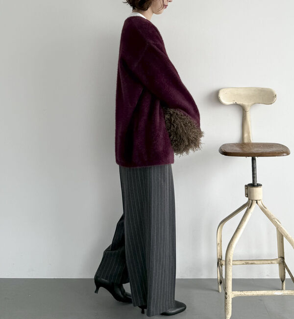 Doux archives「ダブルフェイスノーカラーニットジャケット」|ニット・セーター|