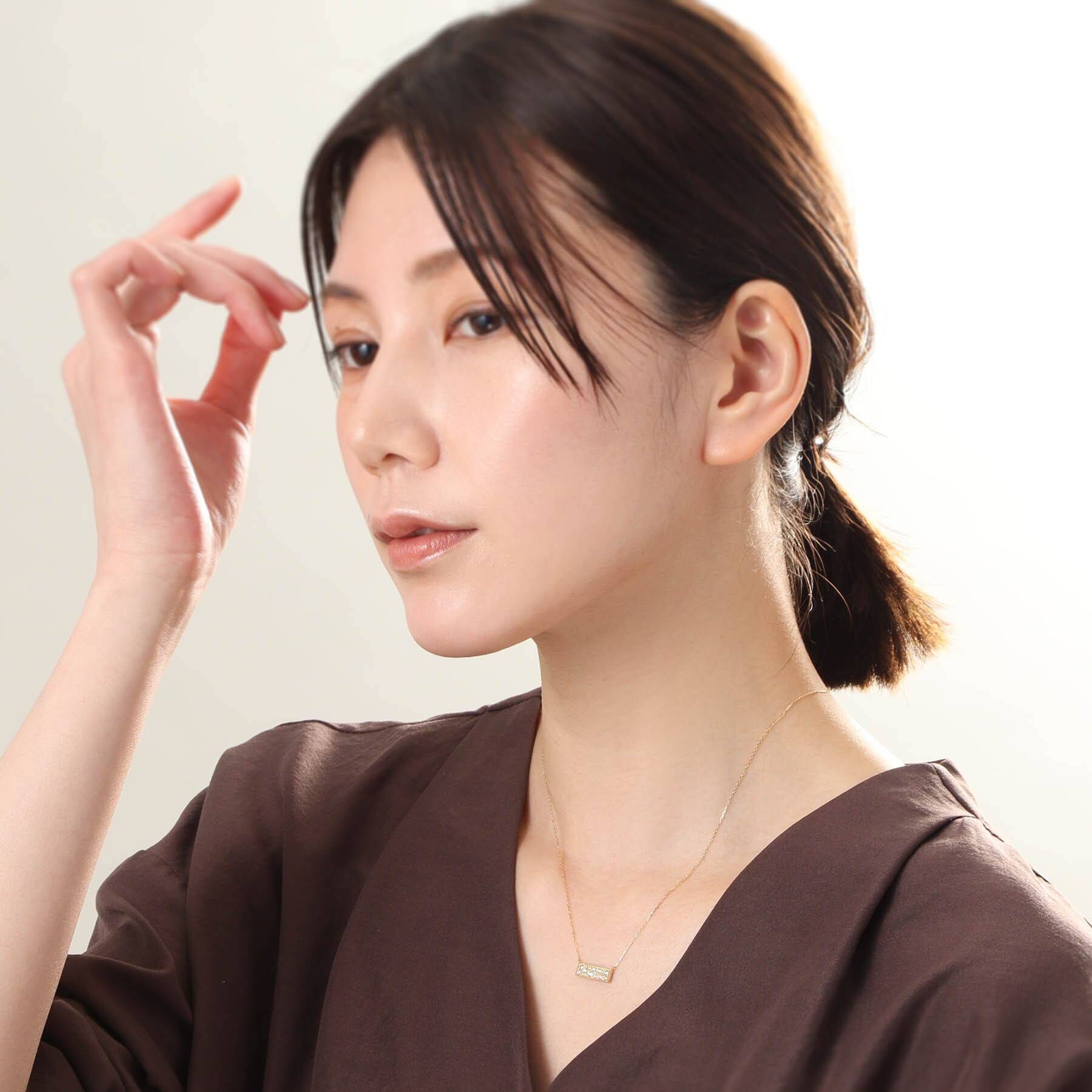 COCOSHNIK「K18ダイヤモンド ランダムパヴェ ホリゾンタルネックレス」|ネックレス|