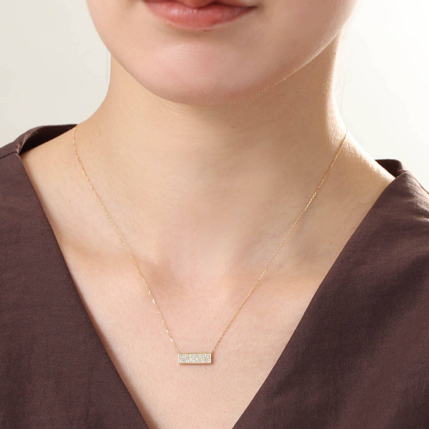 COCOSHNIK「K18ダイヤモンド ランダムパヴェ ホリゾンタルネックレス」|ネックレス|