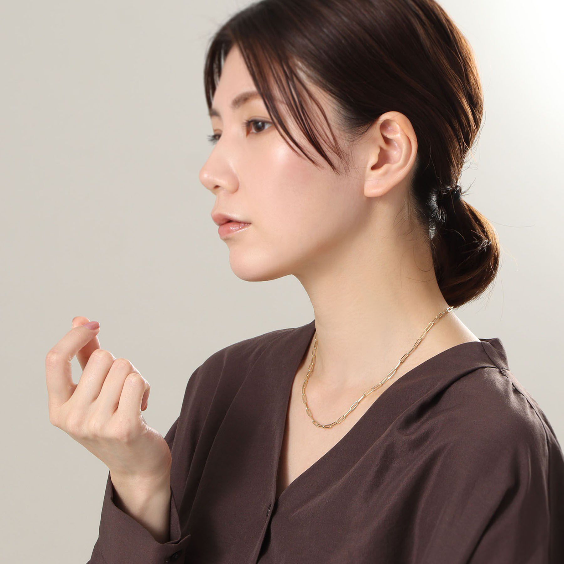 COCOSHNIK「K18中空イタリアングメット ネックレスS」|ネックレス|