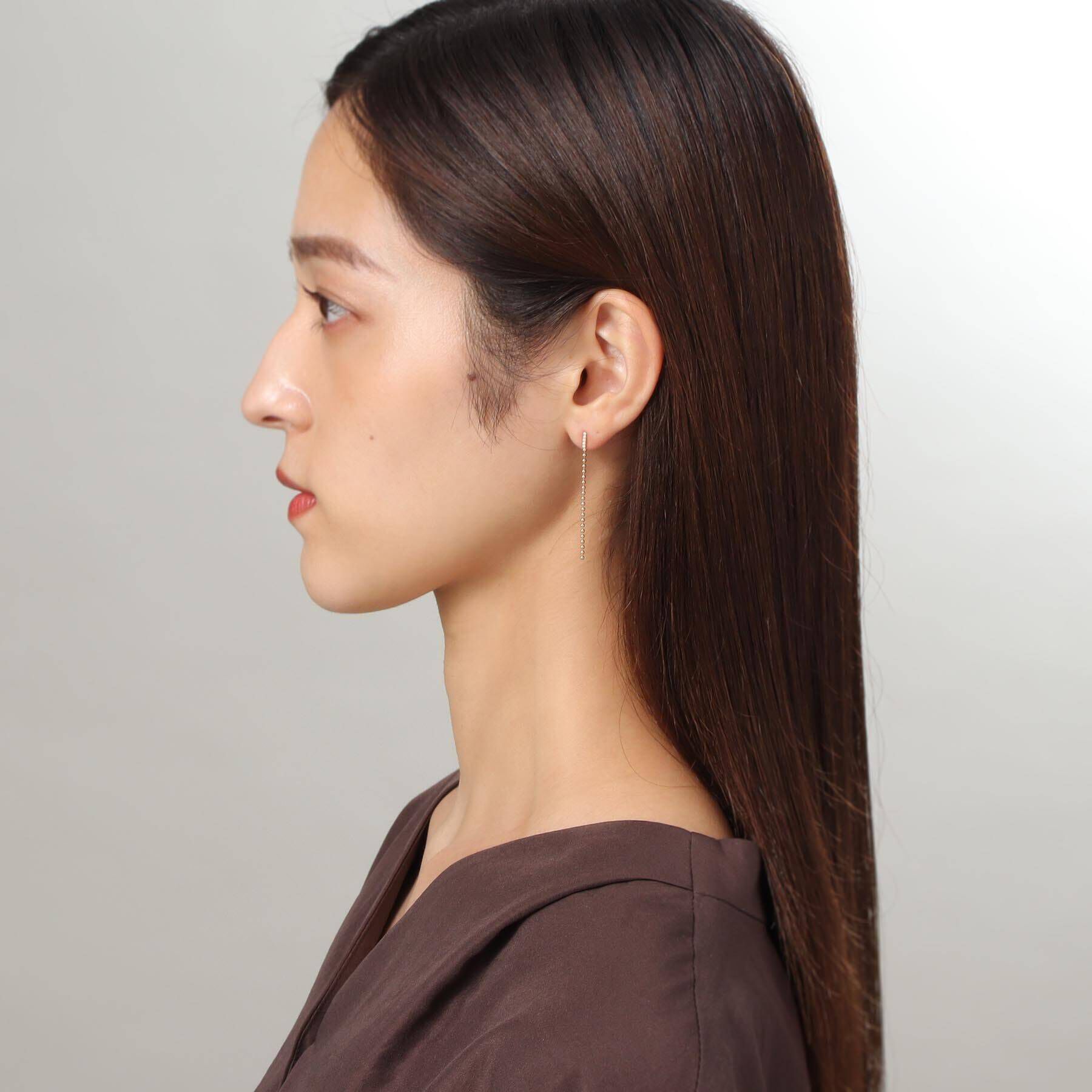 COCOSHNIK「K10ダイヤモンド ボールチェーン スタッドピアス」|ピアス|