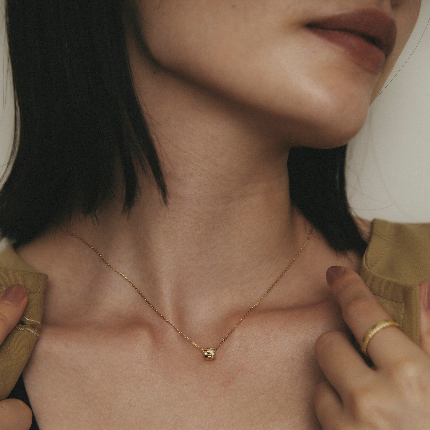 COCOSHNIK「K18ダイヤモンド 縦溝ビーズ ネックレス」|ネックレス|