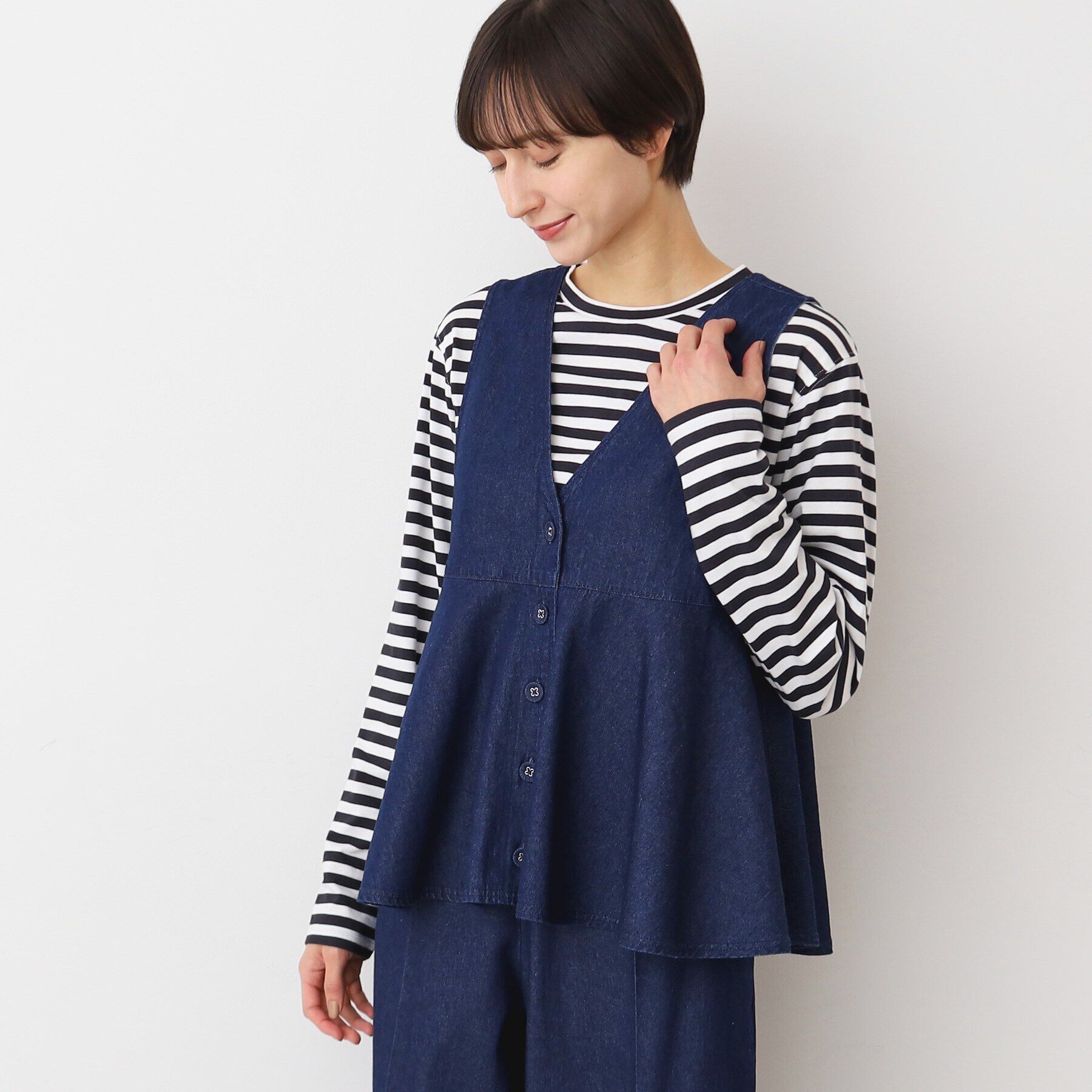 Dessin「【洗える】デニムペプラムベスト」|ベスト・ジレ|