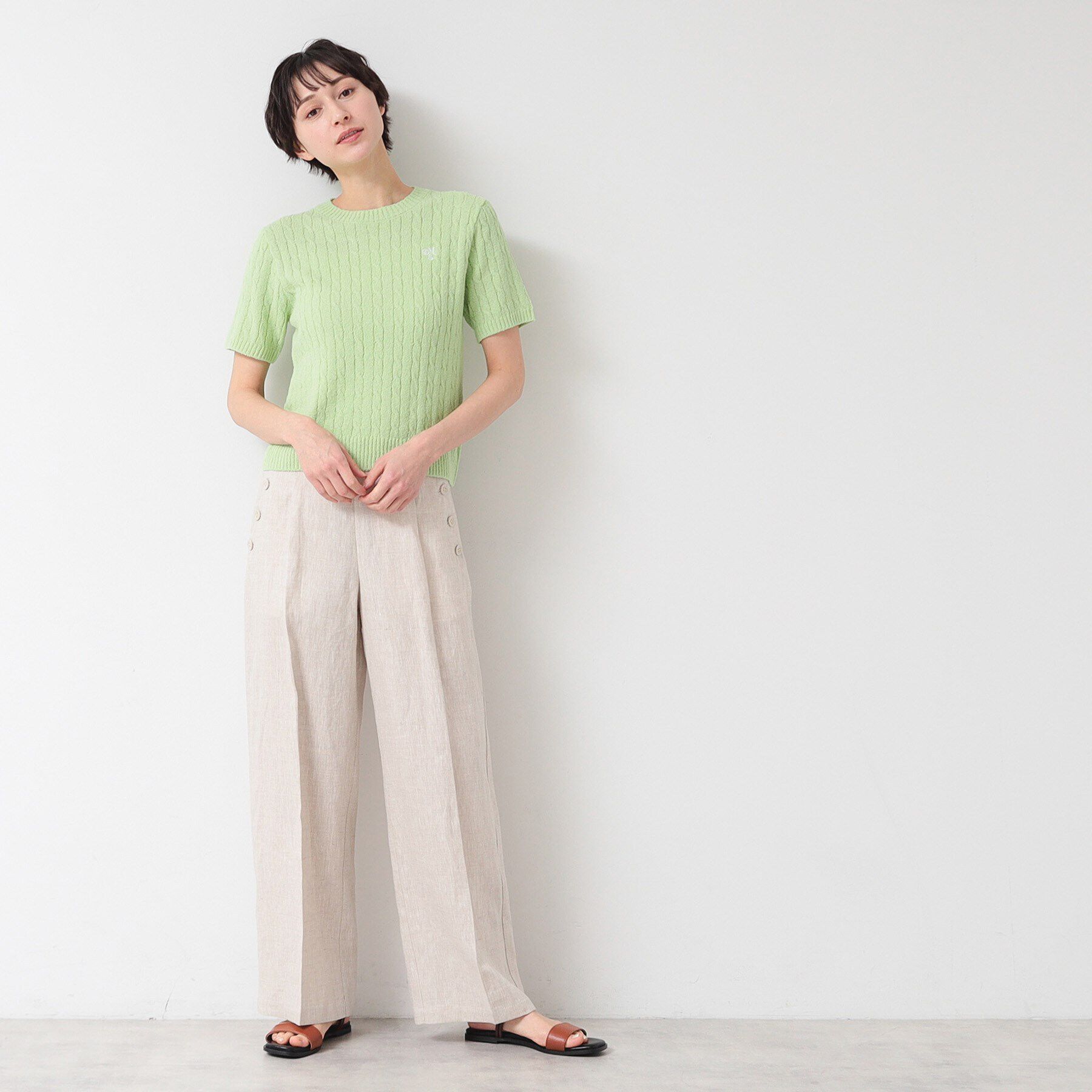 Dessin「【洗える】ケーブルクルーネックニット」|ニット・セーター|