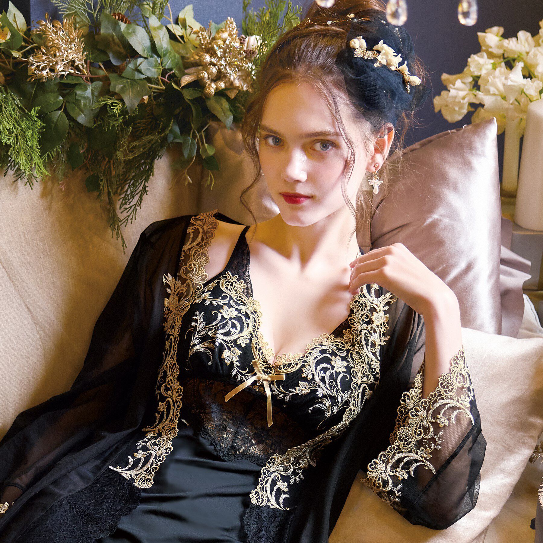 Risa Magli「アンシェラ カーディガン」|インナー|ブラック(019)