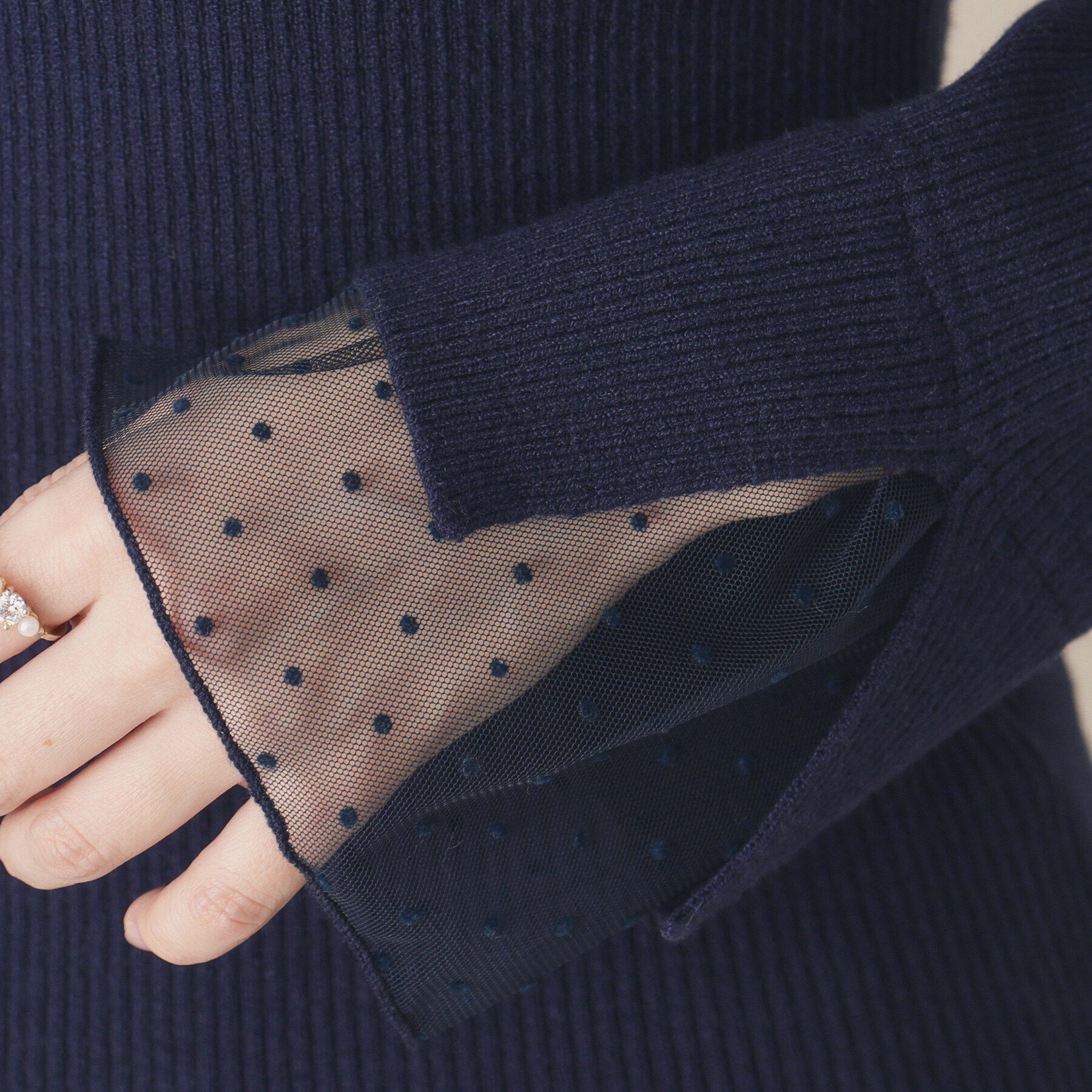 ITS&rsquo;DEMO「【手洗い可】袖チュールリブニット」|ニット・セーター|