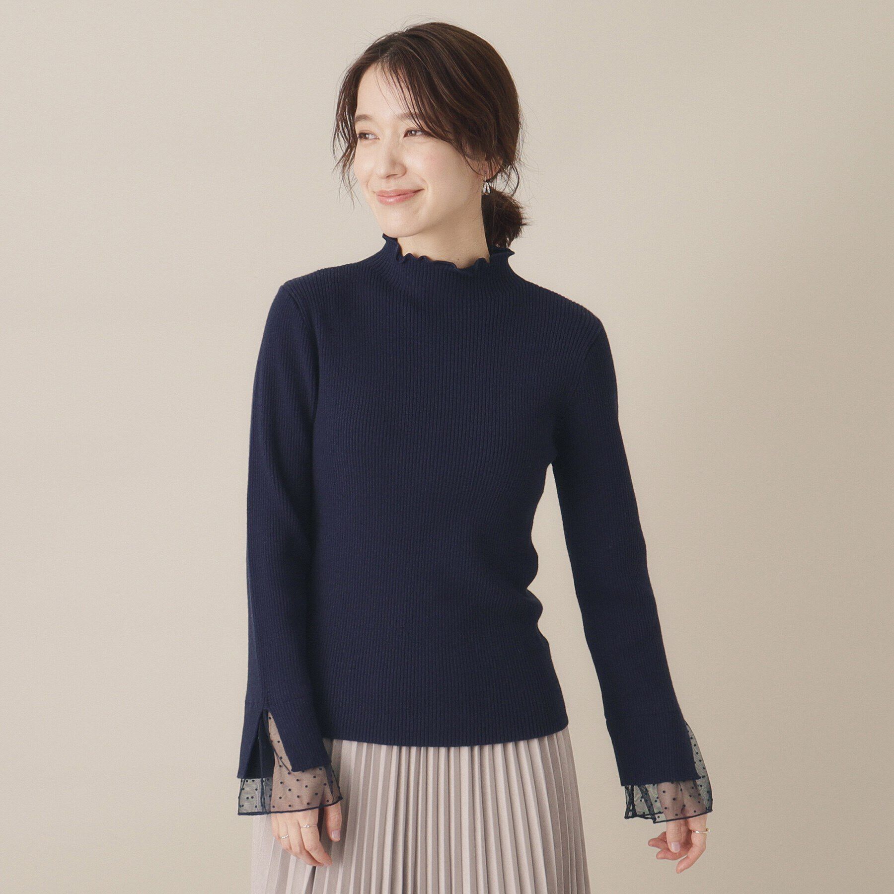 ITS&rsquo;DEMO「【手洗い可】袖チュールリブニット」|ニット・セーター|