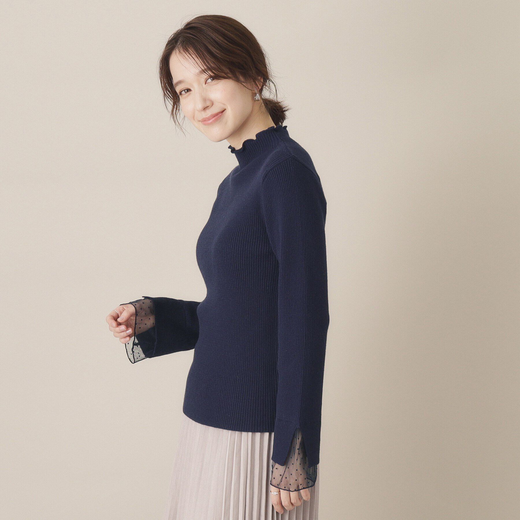 ITS&rsquo;DEMO「【手洗い可】袖チュールリブニット」|ニット・セーター|