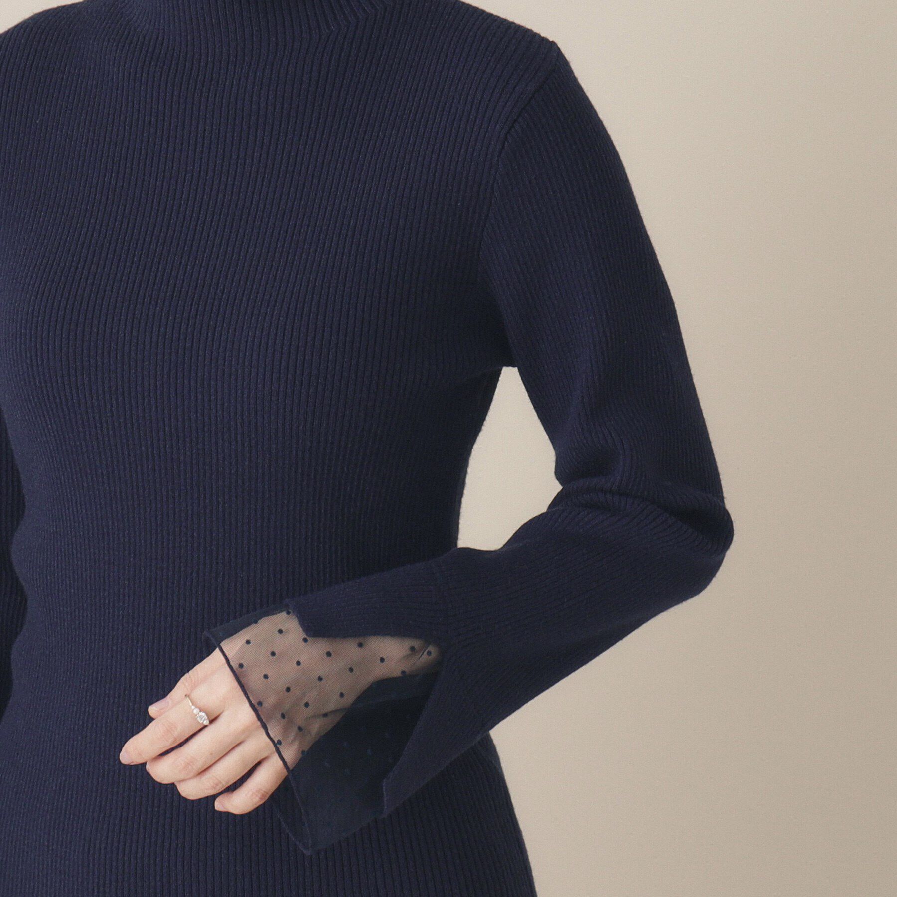 ITS&rsquo;DEMO「【手洗い可】袖チュールリブニット」|ニット・セーター|