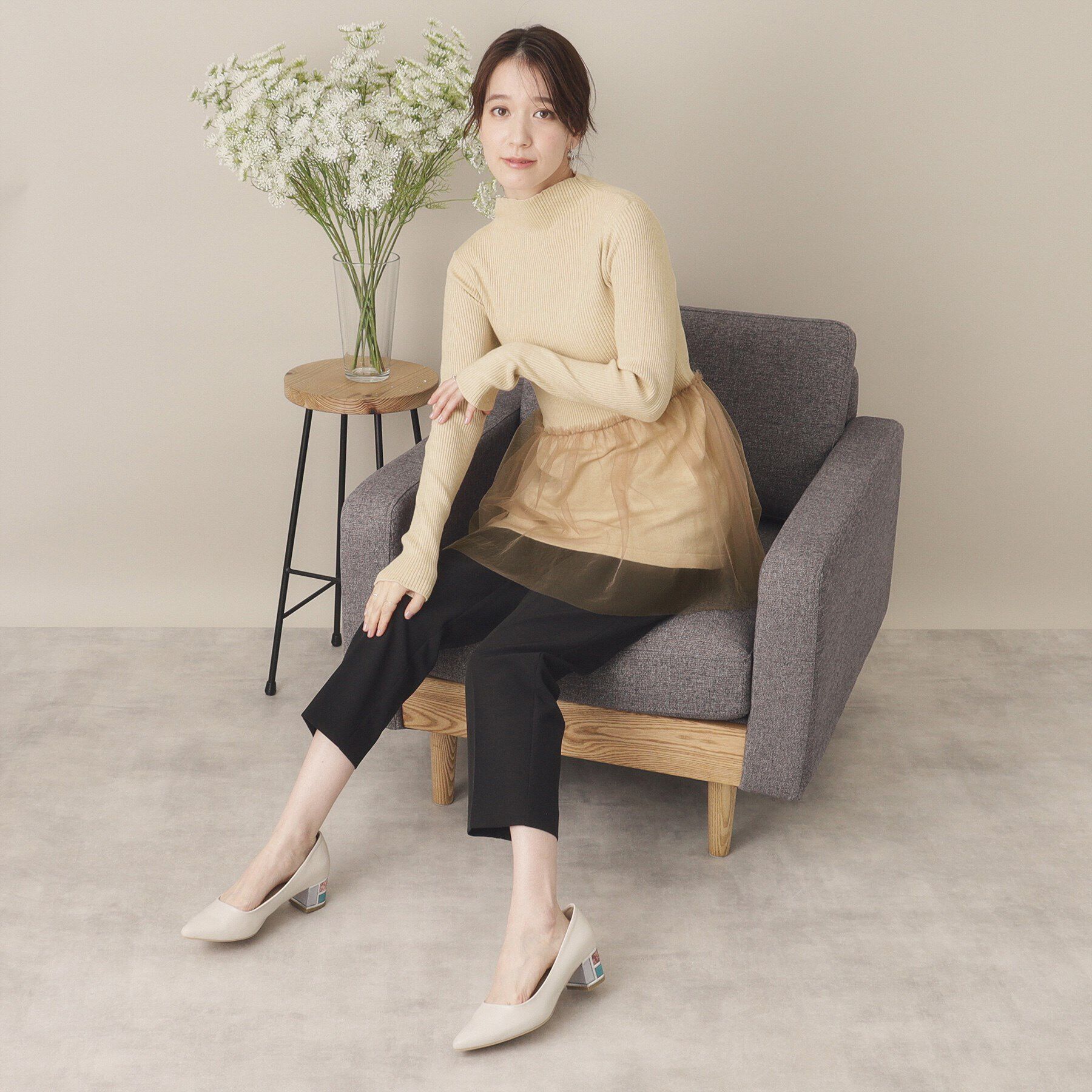 ITS&rsquo;DEMO「【手洗い可】チュールペプラムニット」|ニット・セーター|