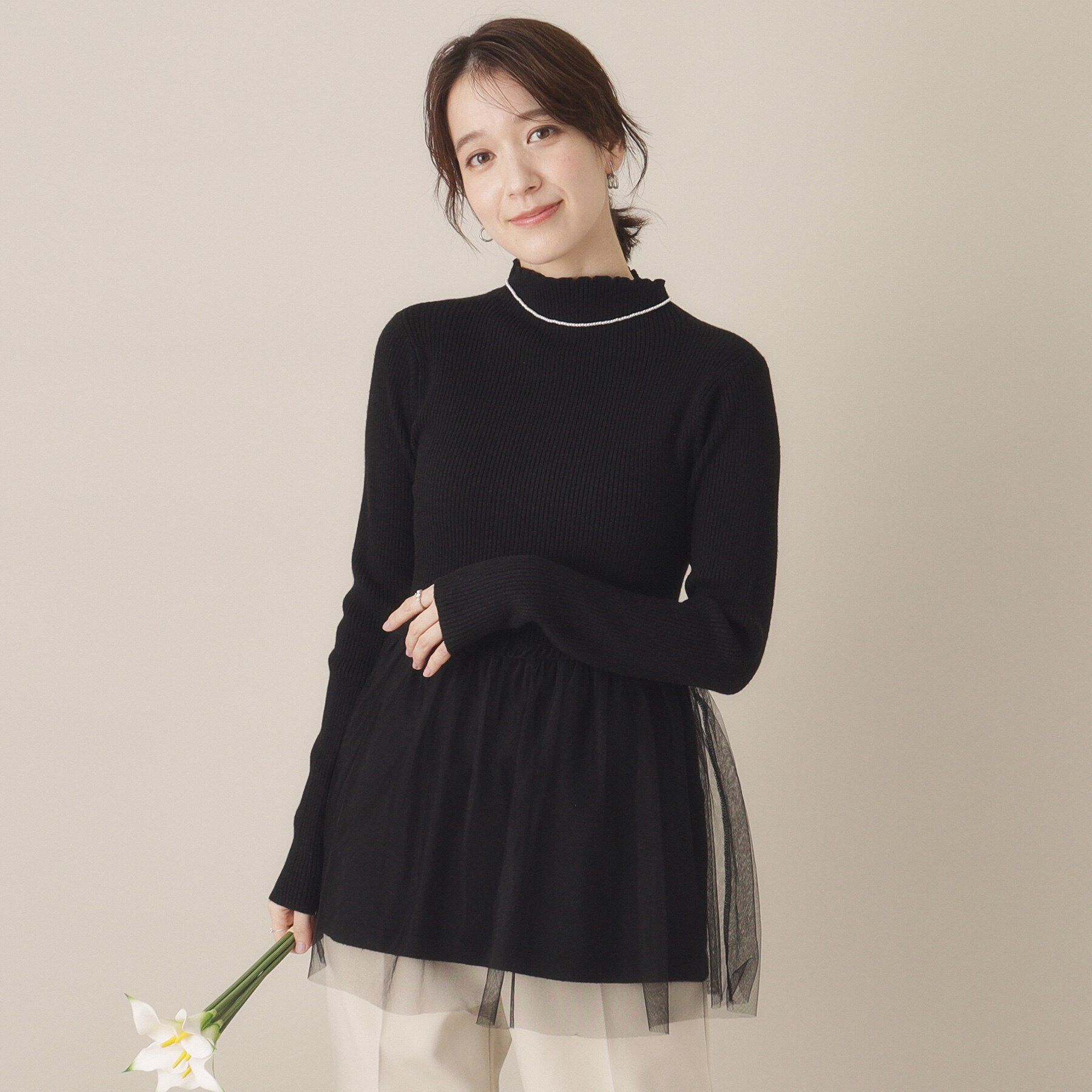 ITS&rsquo;DEMO「【手洗い可】チュールペプラムニット」|ニット・セーター|