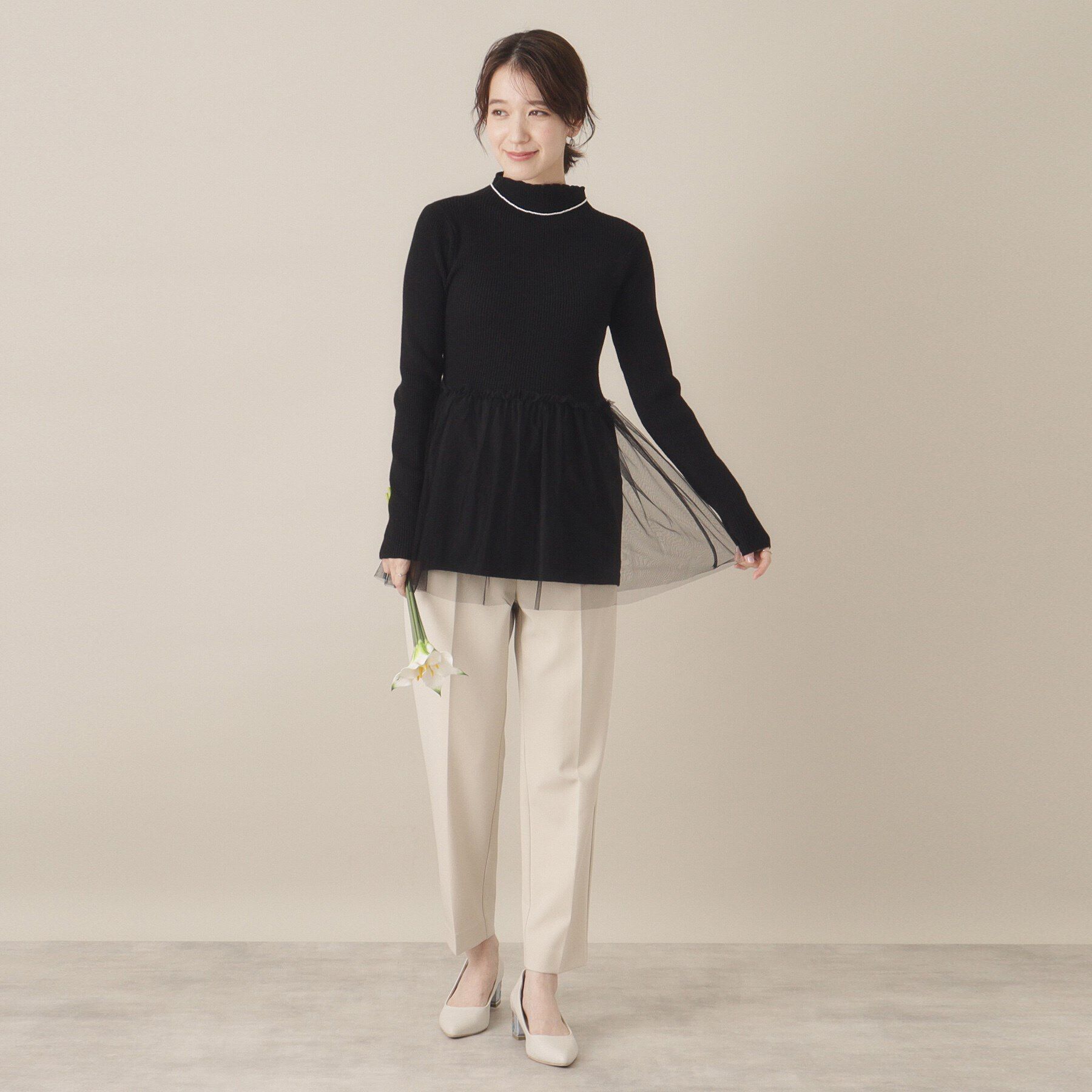 ITS&rsquo;DEMO「【手洗い可】チュールペプラムニット」|ニット・セーター|