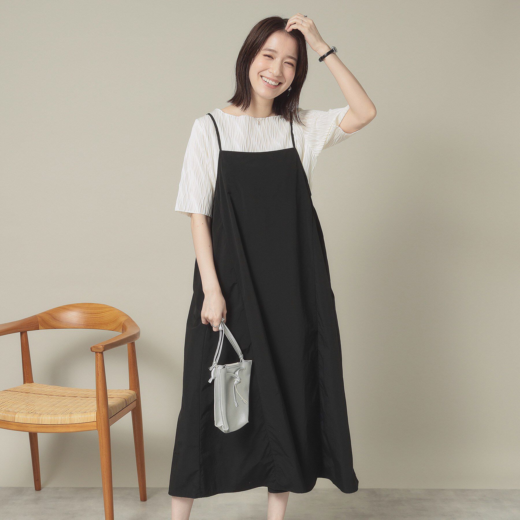 ITS&rsquo;DEMO「【撥水／洗濯機OK】キャミワンピース＜旅服シリーズ＞」|ワンピース|ブラック(019)