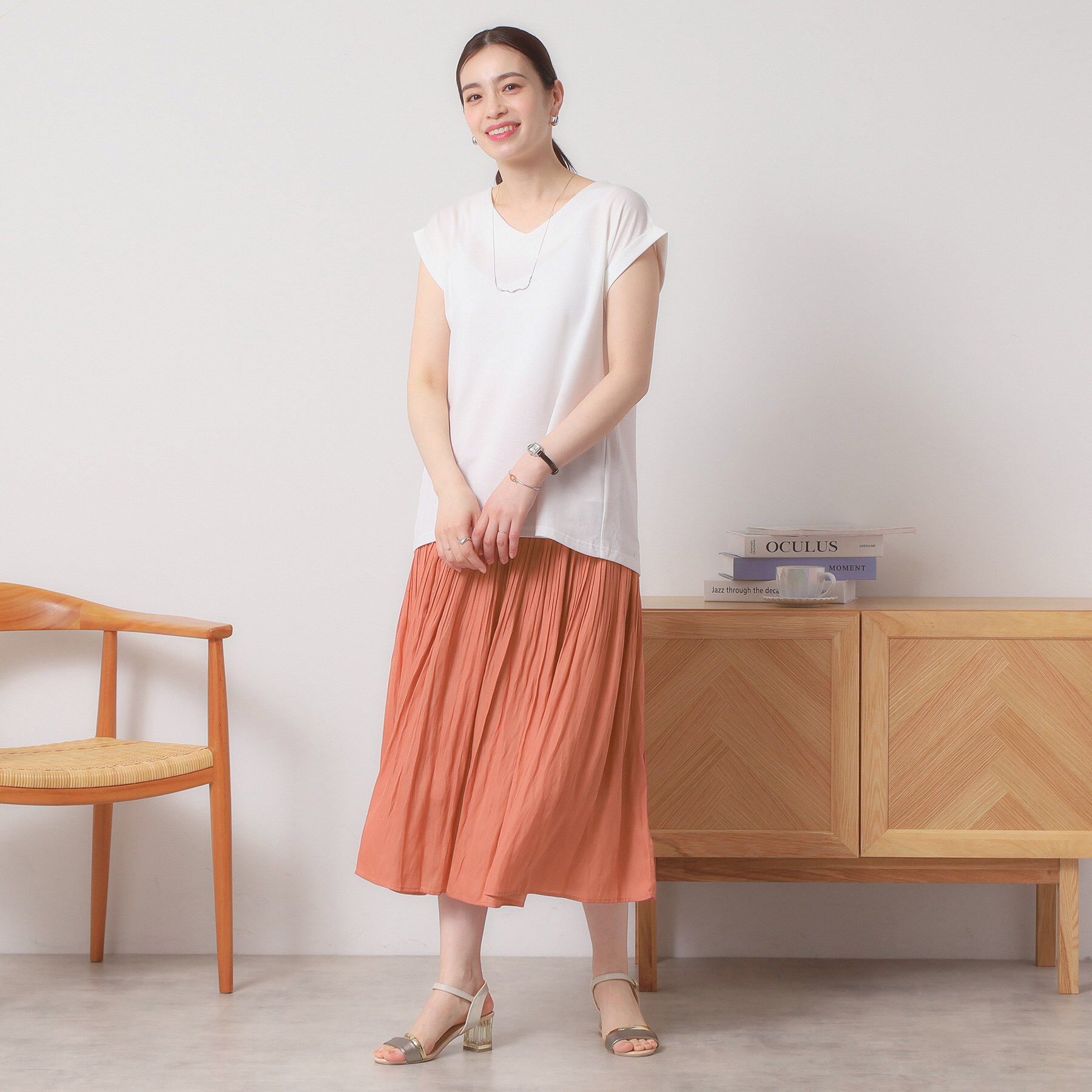 ITS&rsquo;DEMO「【手洗い可／ウエストゴム】サテンプリーツスカート」|スカート|