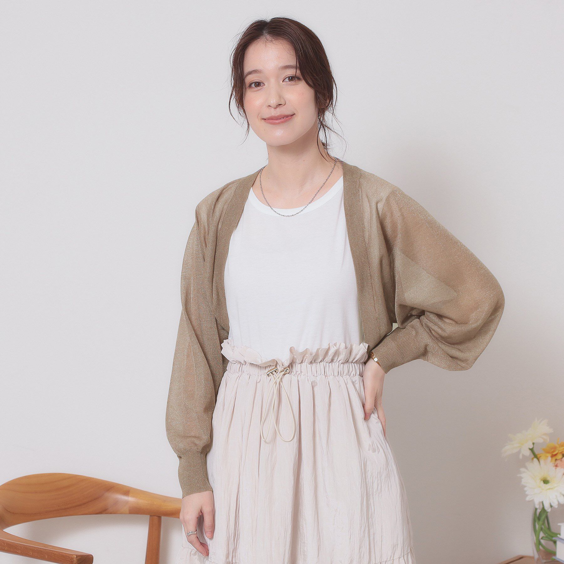 ITS&rsquo;DEMO「【定番人気／手洗い可】ラメボレロ」|カーディガン|モカブラウン(042