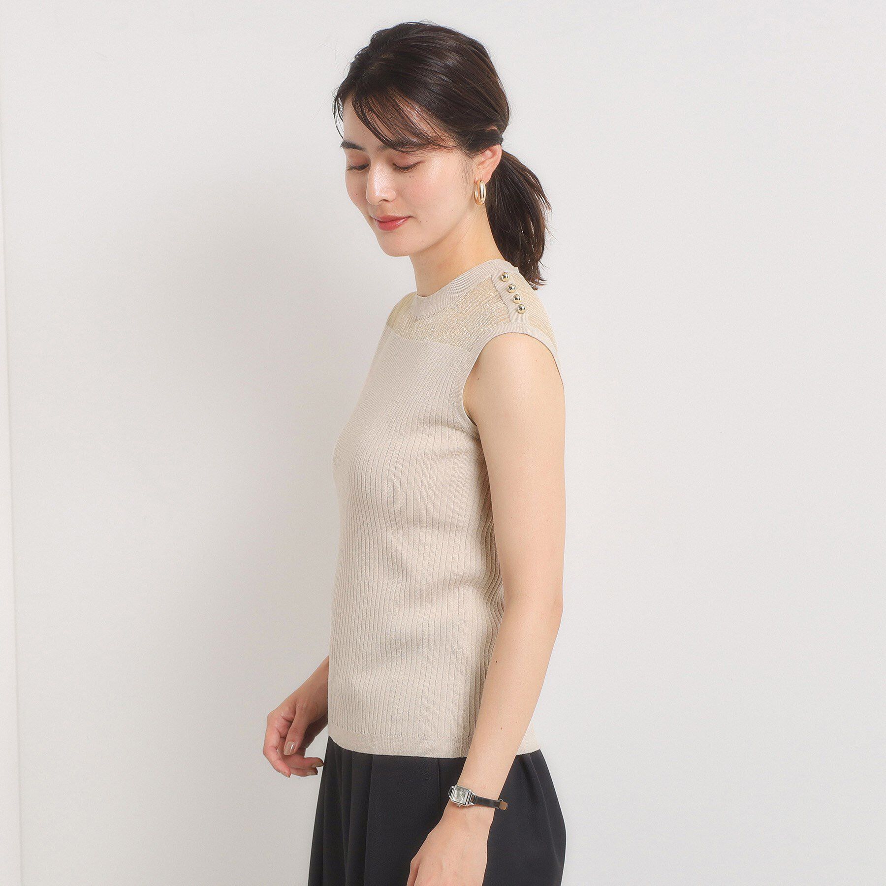 ITS&rsquo;DEMO「【手洗い可】シアー切替ニット」|ニット・セーター|